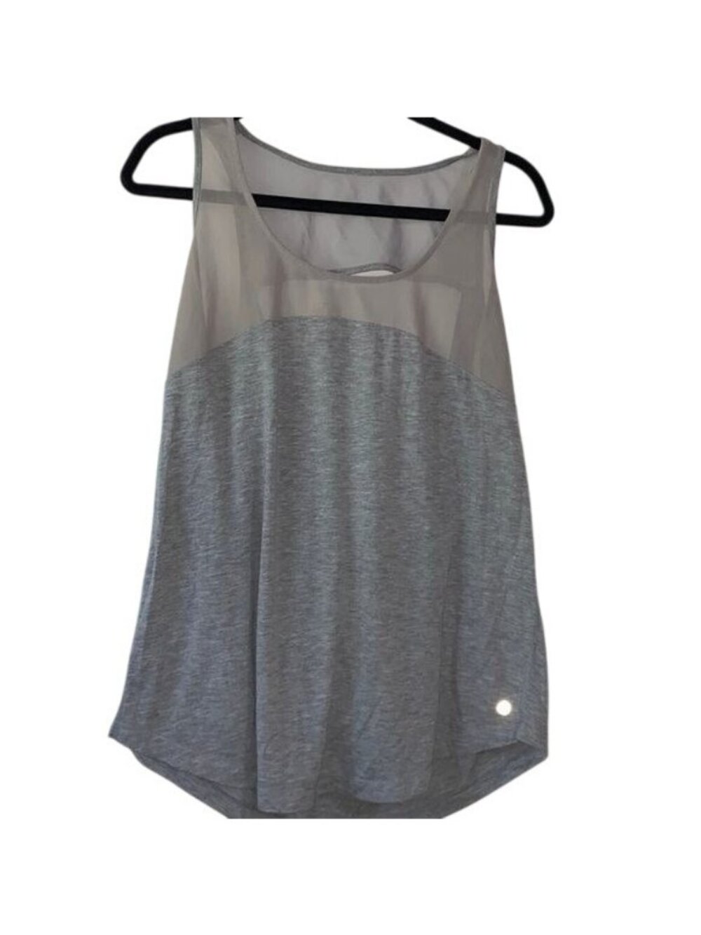 Gray Mesh Back Heathered Tank Top Lightweight Breathable Yoga Activewear Womens